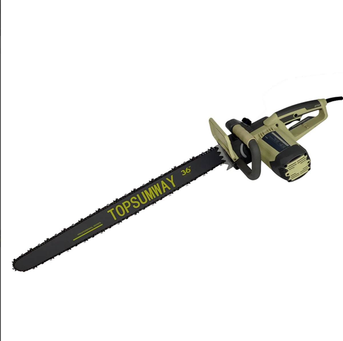 TOPSUMWAY 36-inch industrial-grade AC chain saw, heavy-duty chain saw, compared to gasoline chain saw