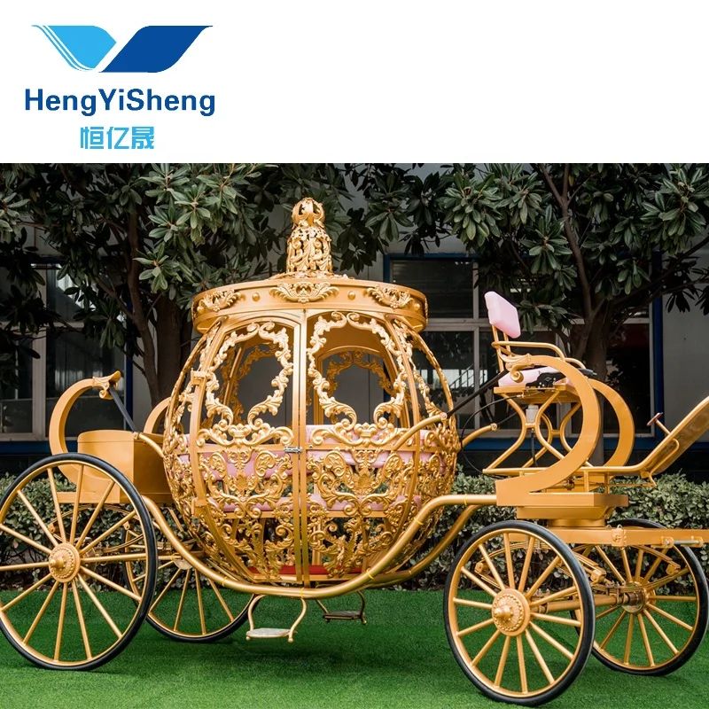 English Style Victoria Pumpkin Cinderella Gold Horse Carriages /Electric Luxury Cinderella Horse Carriage