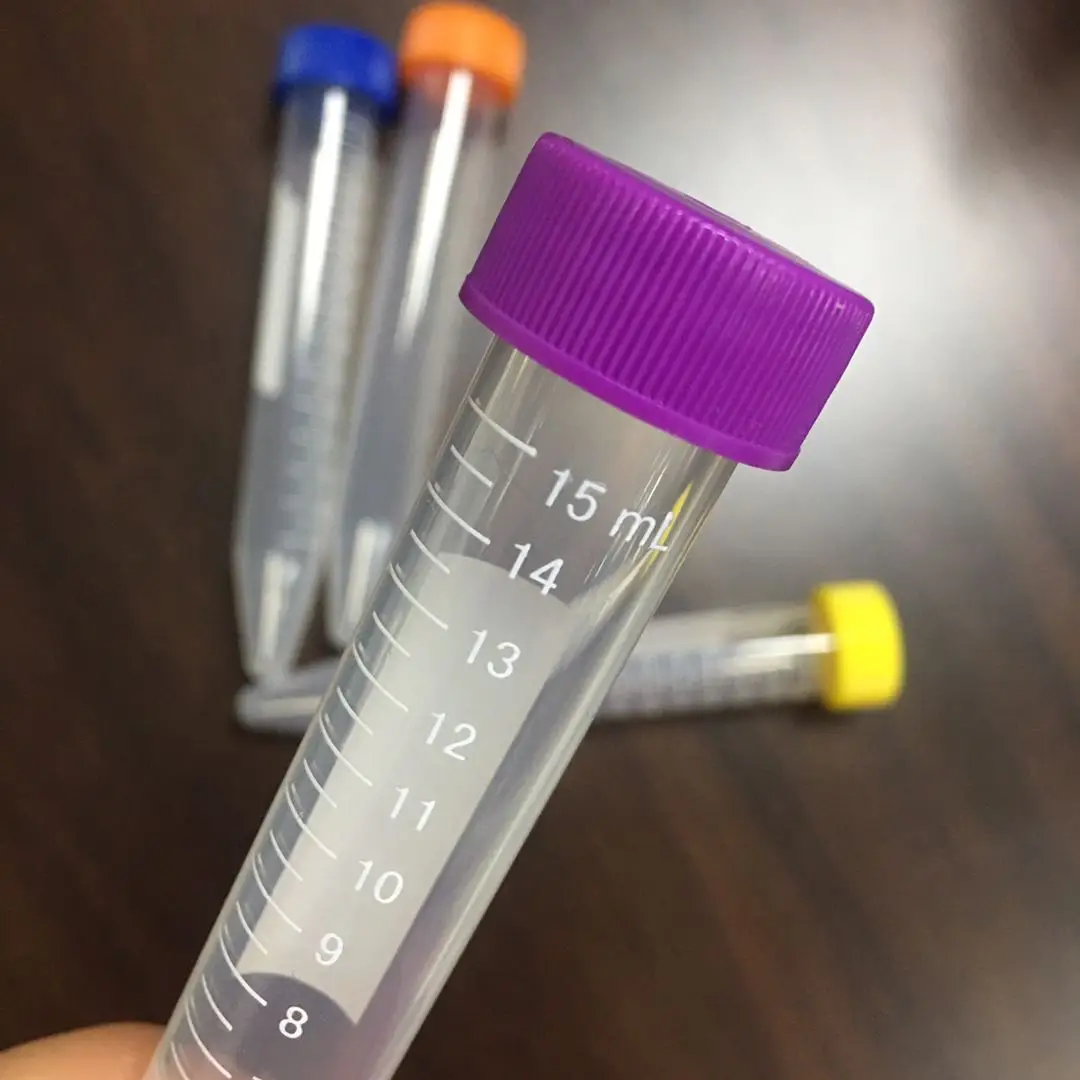 Lab Disposable Sterile PP 15ml Centrifuge Tube with colored screw cap