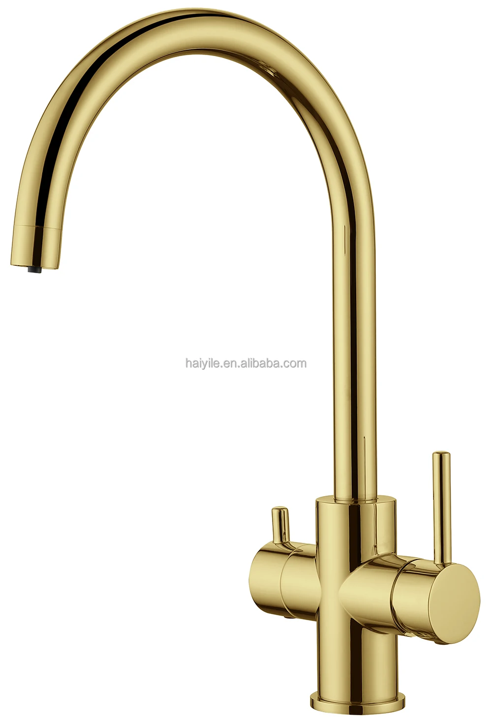 China factory All kinds of Brass Long Flexible brass Tap Golden dual handle Kitchen Faucet  Pull Out Sink Faucet