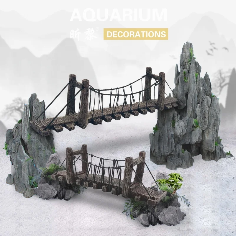 Aquarium Ornaments Artificial Bridge Decor Fish Tank Landscaping Decoration