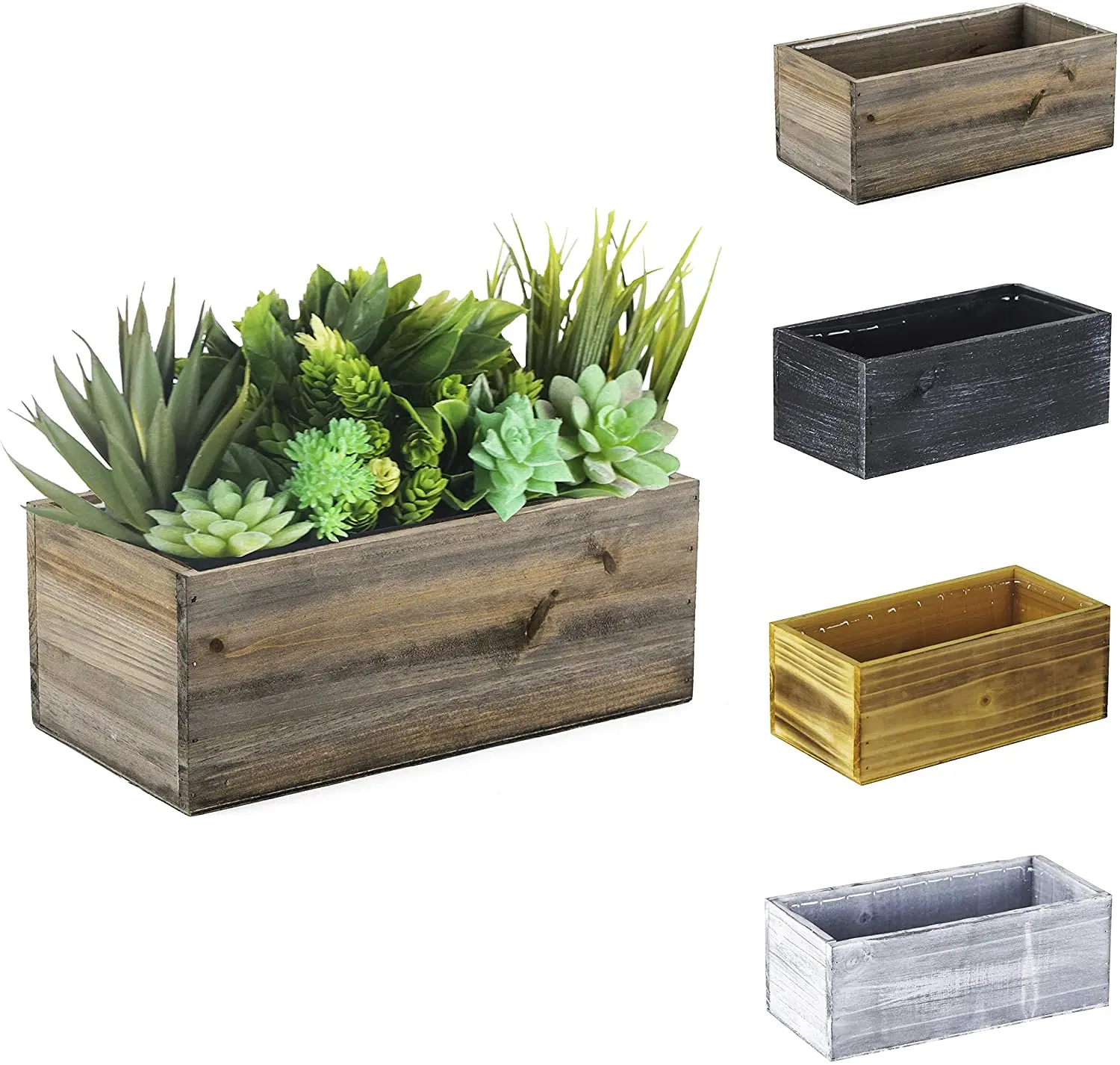 
Natural Brown Wood Rectangle Planter Box Wooden with Natural Brown Wood Rectangle Planter Box 