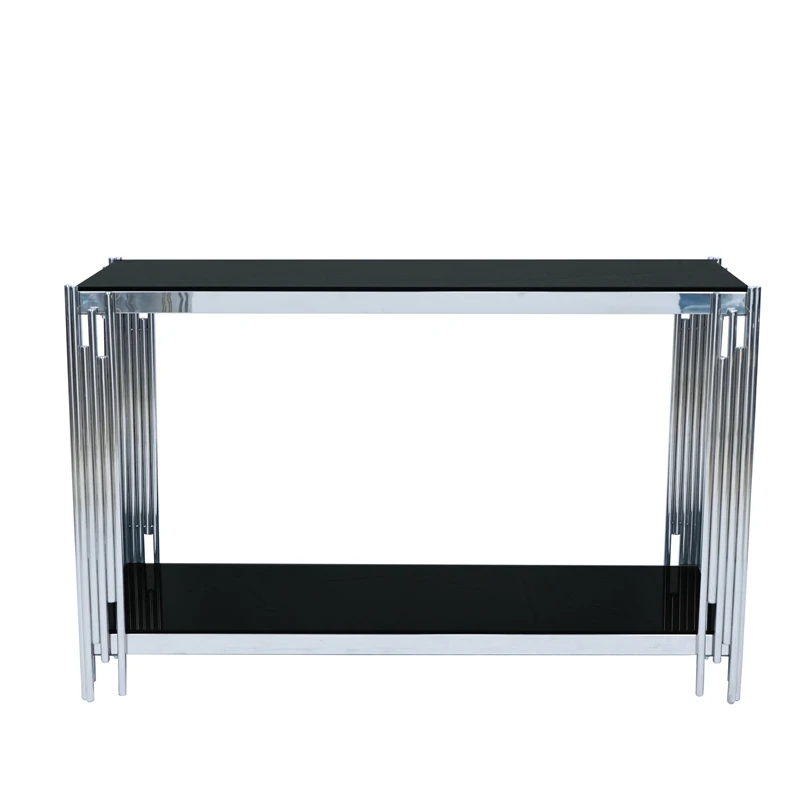 Minimalistic nordic simple mirror glass bedside side console table with golden legs