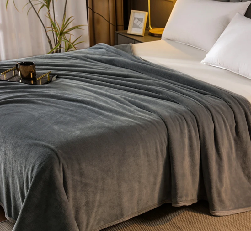Cross-border flannel solid color thickened blanket double-sided fleece multi-functional single double blanket gift blanket