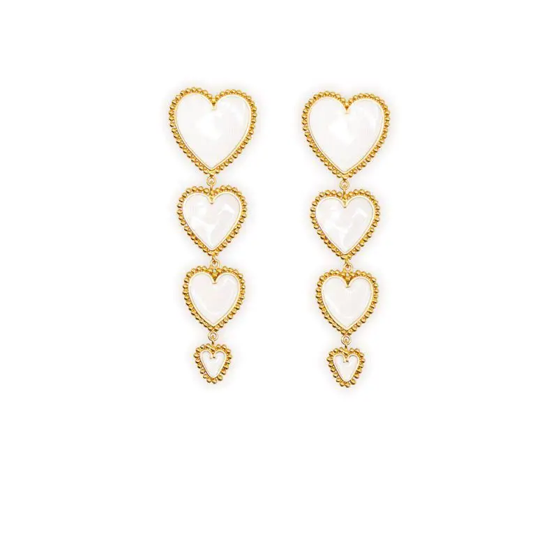 YSER-19631 Fashion Vintage Jewelry Earrings with Long Drop Heart Red Earrings for Women