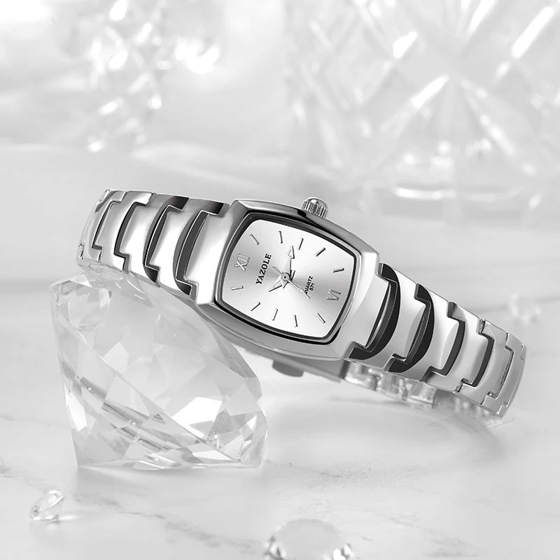 yazole  571 Elegance black unisex Quartz watch stylish steel Strap Waterproof analog display Simple Couple wristwatch
