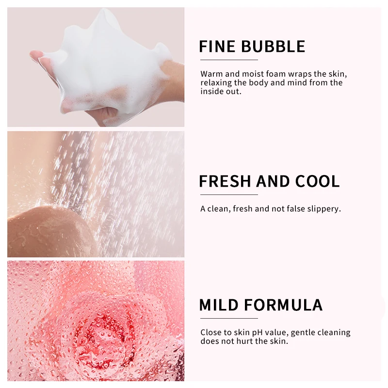 Luxury Shower Gel Sulfate-free Refreshing & Moisturizing and Rose Water & Niacinamide Whitening Skin Shower Gel