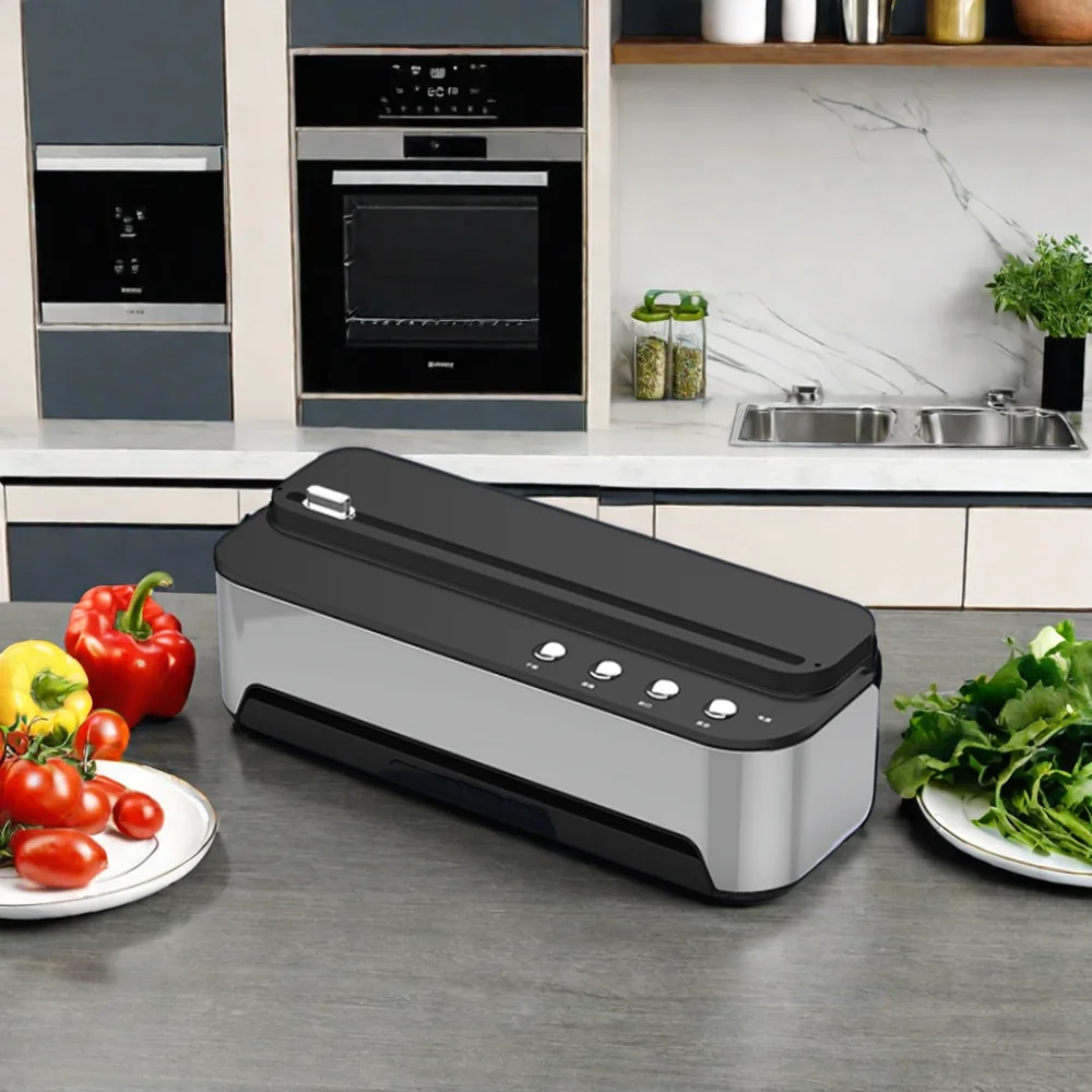 Multifunctional Full Automatic Kitchen Air Sealing Vacuum Sealer for Food Saver with Dry/Moist Food Modes and Cutting Design