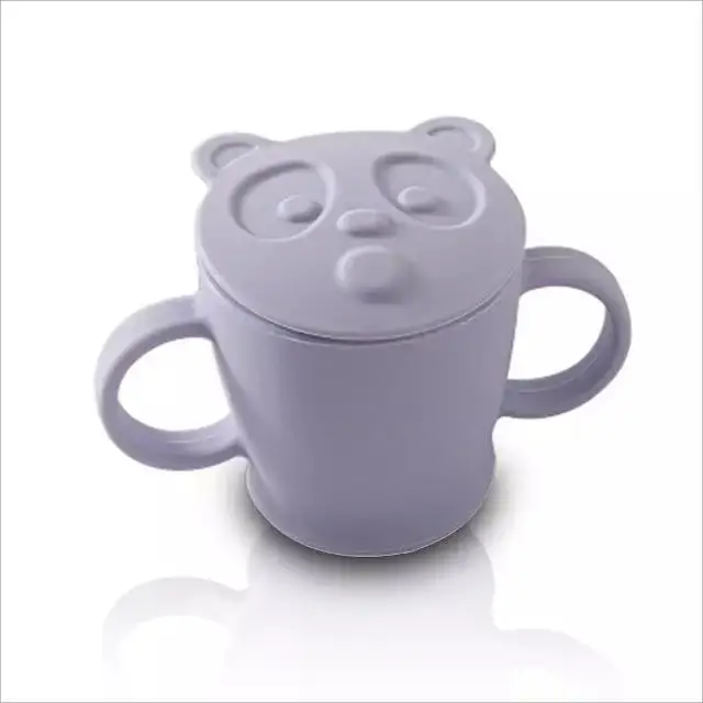 Factory Latest Design Panda Cartoon Silicone Baby Drink Cup Baby Products Baby Silicon Sippy Cup