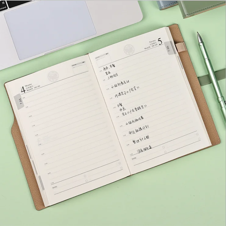 School Supplier Sells 2022 Latest Hardcover Pu Leather Calendar Notepad With Magnetic Buckle And Customizable Logo