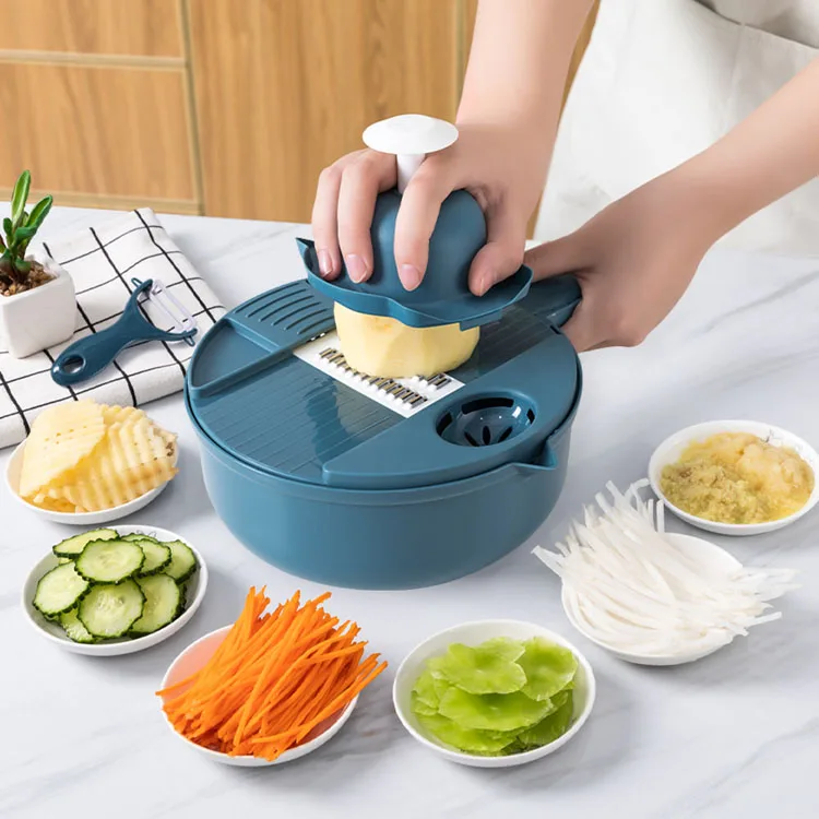 2021 New Design Hot Sell Kitchen Furniture Multifunctional Vegetable Slicer Vegetable Cutter With Drain Basket