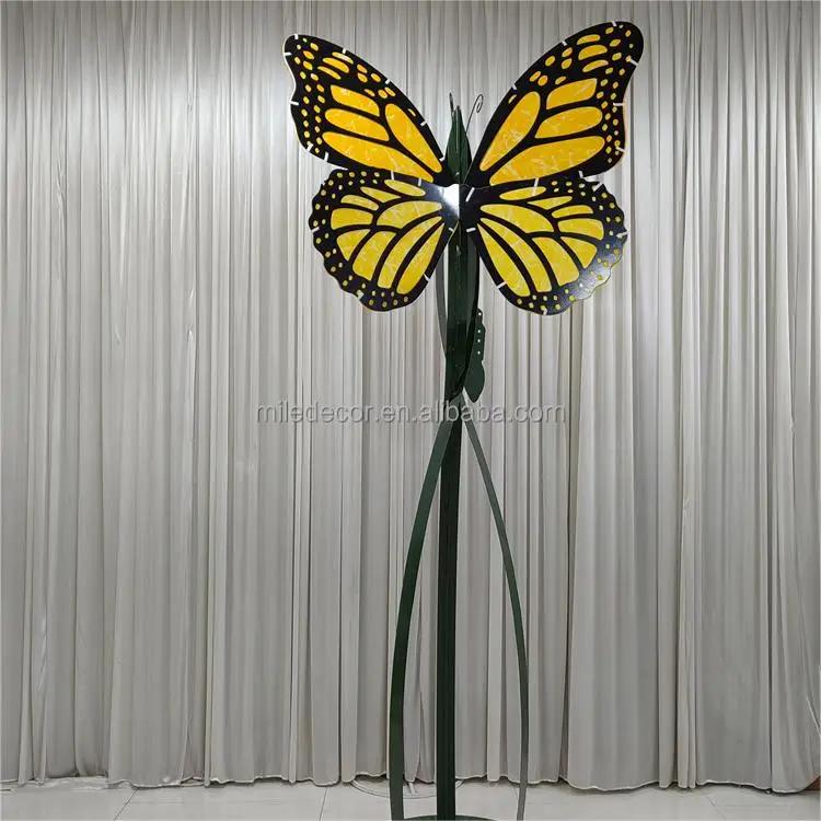 MILE Outdoor Abstract Metal Art Stainless Steel Wire Butterfly Sculpture Design Garden Decor for Lawn