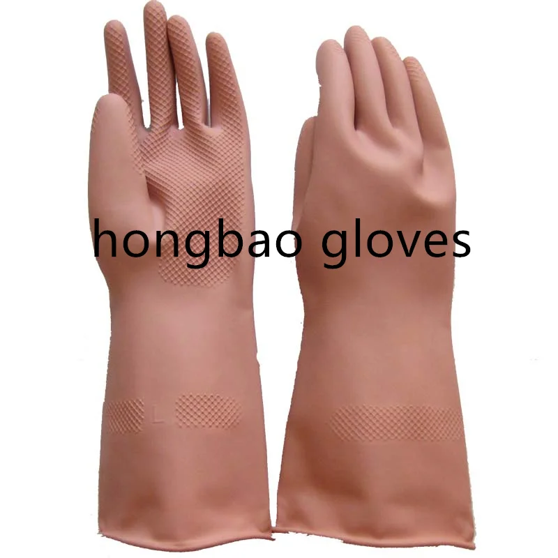 33cm korea 93g L pink  high quality kitchen waterproof gloves  rubber washing hand  glove household cleaning  latex gloves