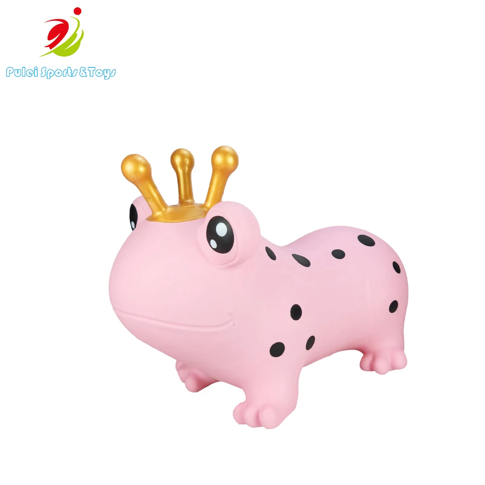 Eco-friendly Inflatable jumping animal pink frog bouncing toy with mixed model and color