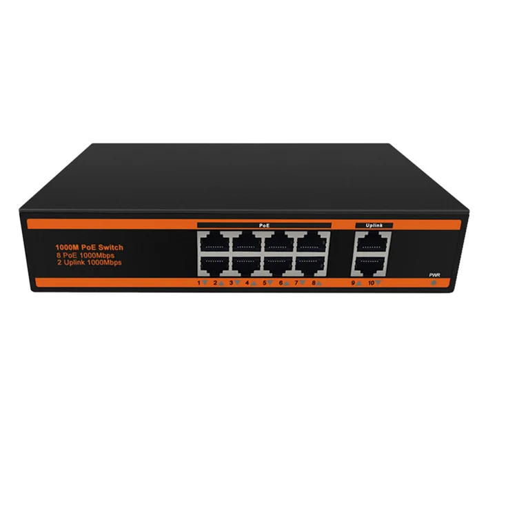 OEM 8-портовый коммутатор питания через Ethernet 10/100/1000 + гигабитный 2 Uplink порт неуправляемый