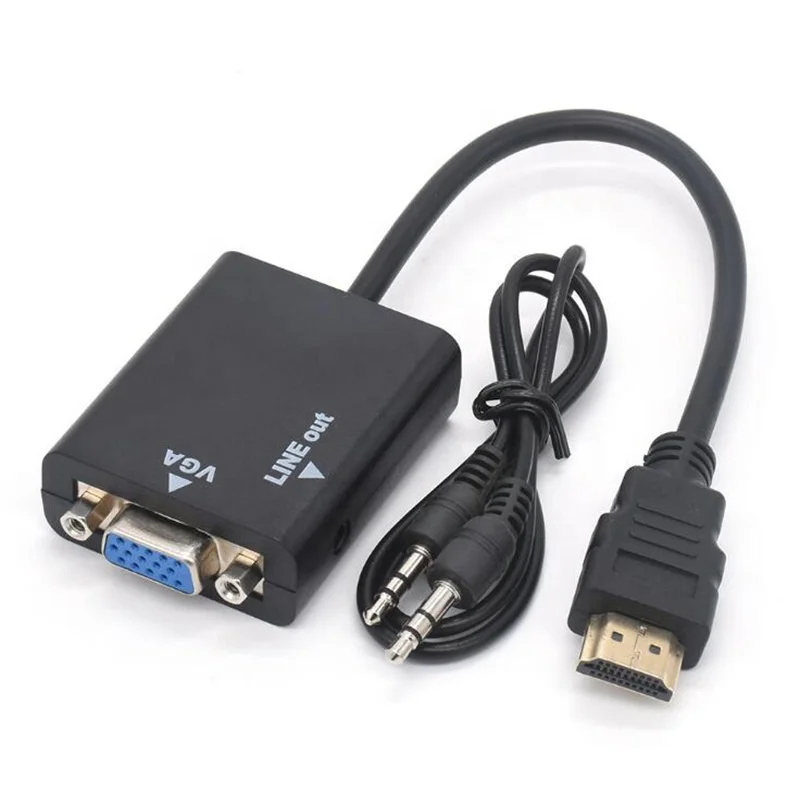 cheap price hot selling 1080p Hdmi To Vga  converter with audio Cable Adapter Hdmi to Vga Converter