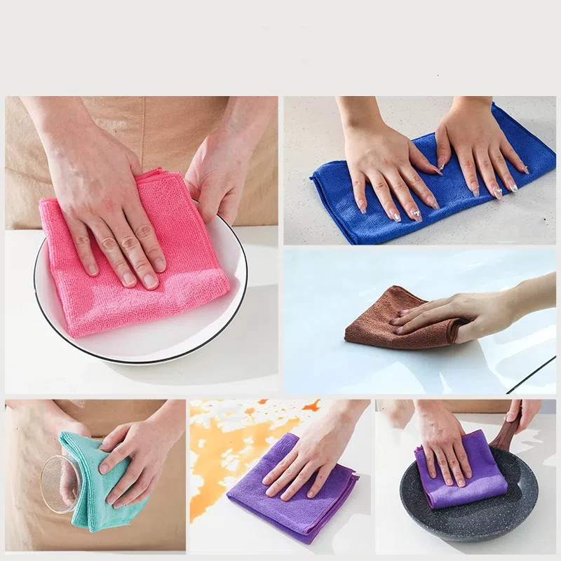 Multiple Colors 80% Polyester 20% Polyamide 30*30cm Kitchen Rags Car Washing Towels 4 Color Assorted Microfiber Cleaning Cloth