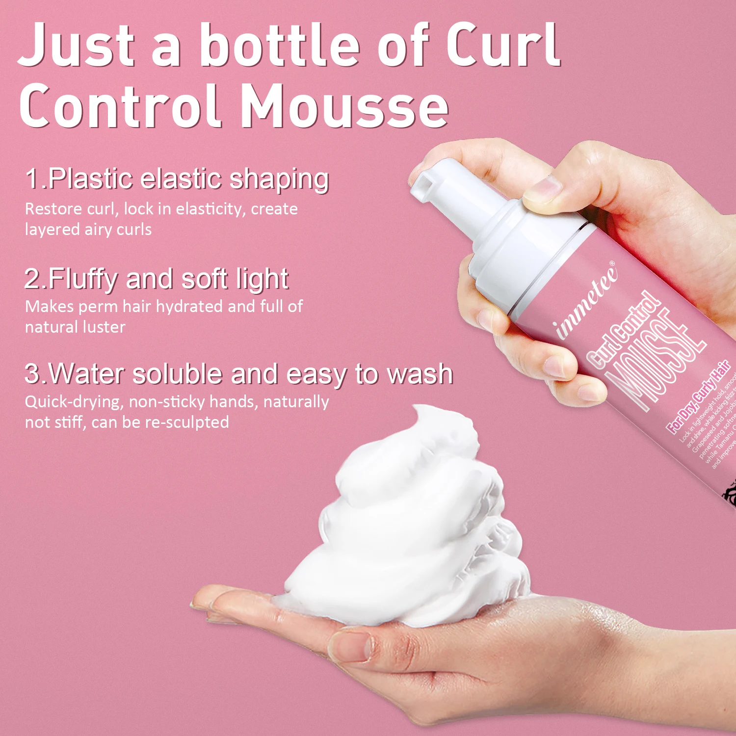 Private Label Hair Mousse Styling Foam Anti- Frizz Strong Fast Styling  Lasting  Ladies Organic Curly Hair Mousse For Curly
