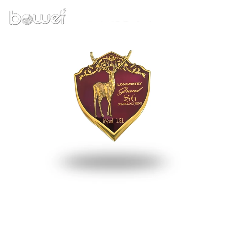 Custom Logo Printing Aluminum Metal Waterproof Adhesive Whisky Red Wine Label Sticker
