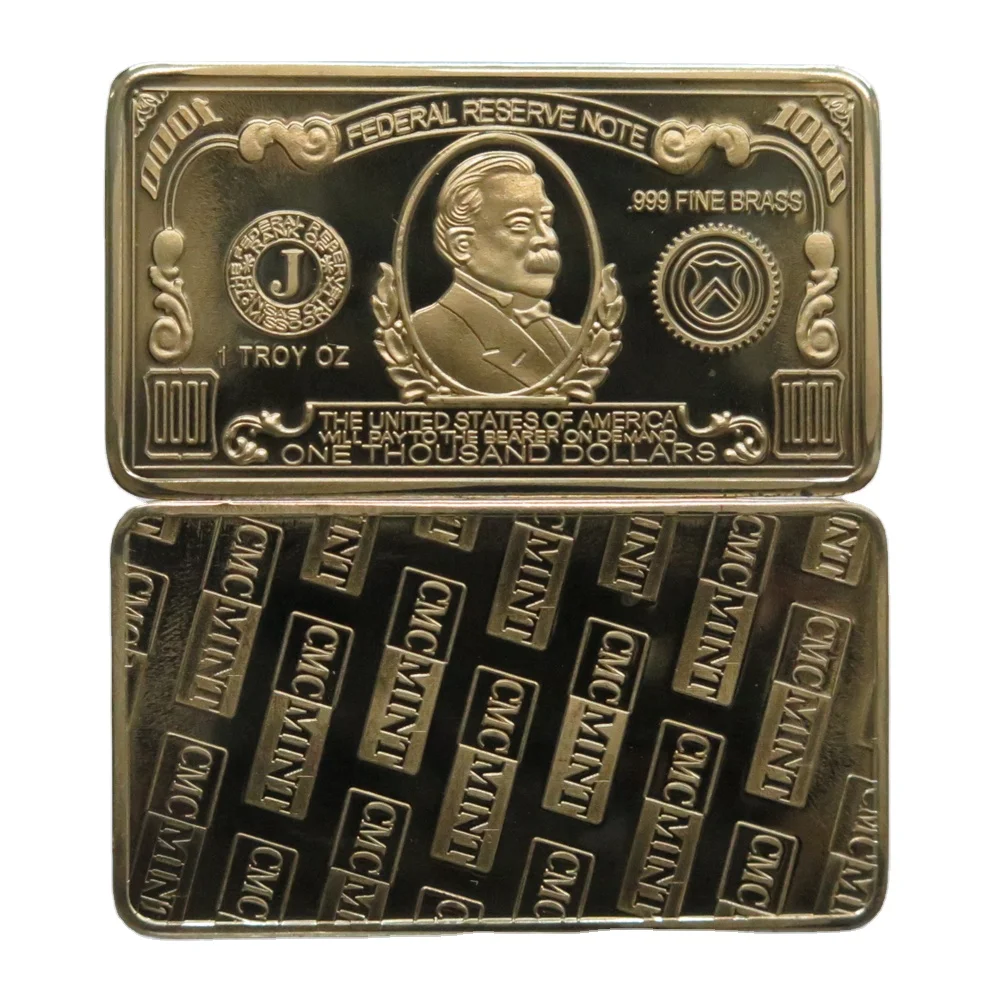 Solid Brass Coin 1 Oz 999 Fine Brass $1000 Dollar Usa Bill Metal Coin Cmcmint