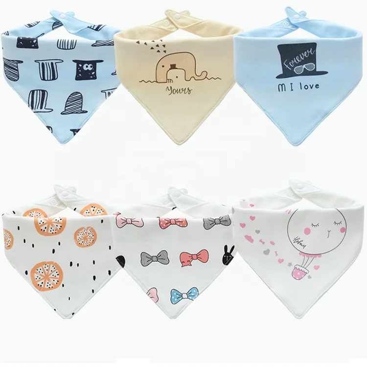 Adjustable 100% Organic Cotton 5 packs Absorbent baby bandana drool bibs Infant Toddler Baby Bibs triangle towel