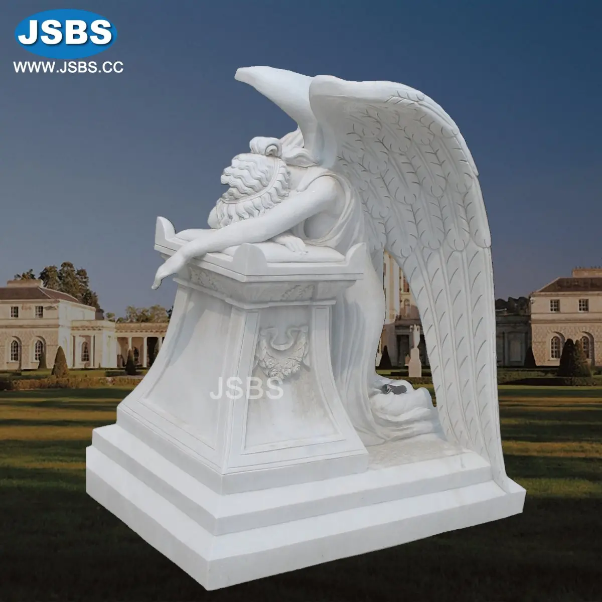 Wholesale Custom Designed Stone Carved White Marble Guardian Angel Sculpture