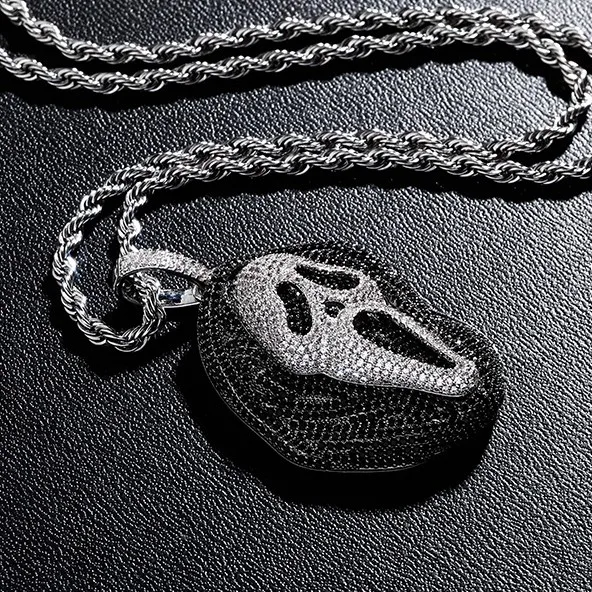 Halloween Europe and the United States popular ghost ghost hip hop pendant full of zircon necklace sweater accessories