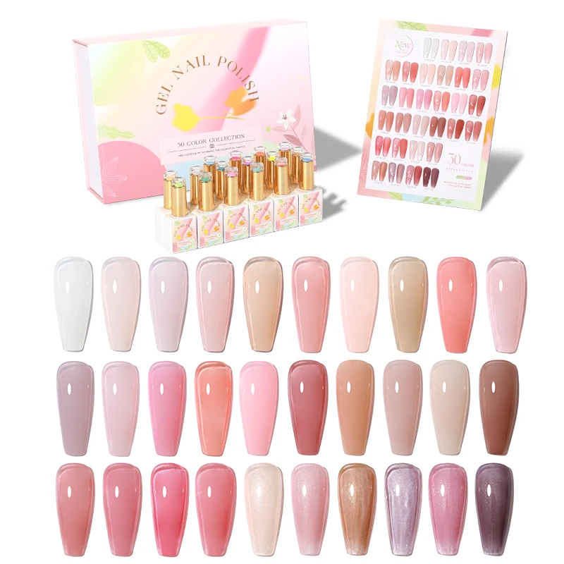 Private Label Spring Pink Color Gel Nail Polish Set Semi Permanent Varnishes Nail Art Design Soak Off UV LED Gel Manicure Kit