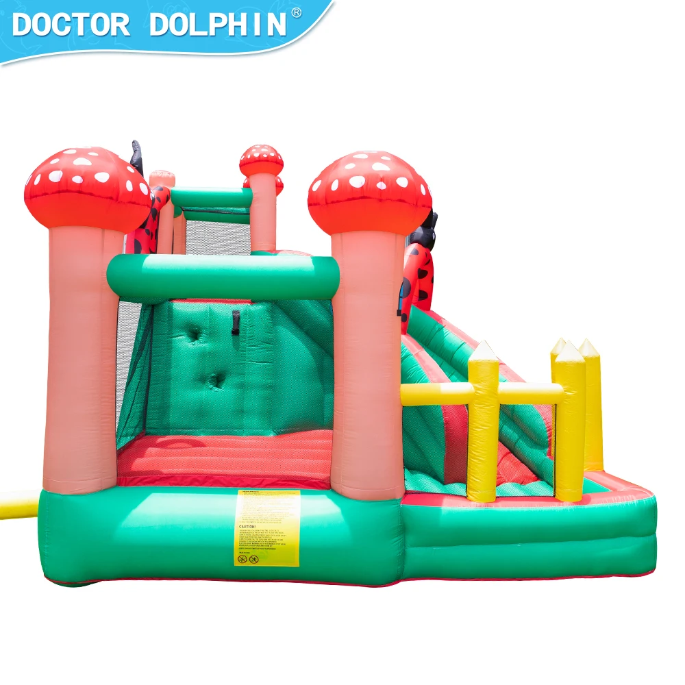 Doctor Dolphin Cute Ladybug Inflatable Bouncer Trampoline with Slide for Kids Air Cushion Theme Jumping Indoor or Outdoor