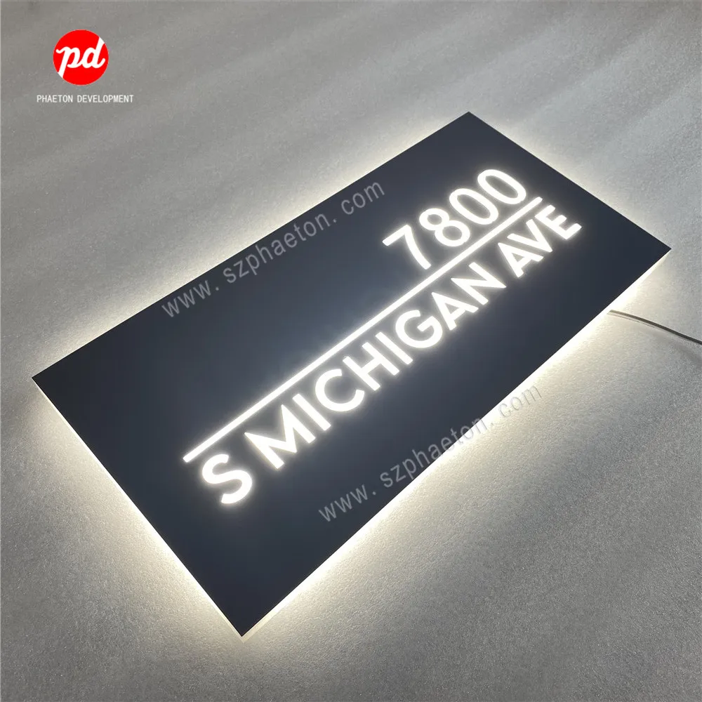 Custom Hollow Out Laser Cutting Metal 3D Illuminated Door Number Plates and Led House Number Sign with Backlit