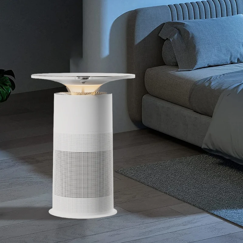 Colorful Mood Lighting Air Purifier Wireless Charging App Control Tuya Bladeless Fan With Led Light For Large Room