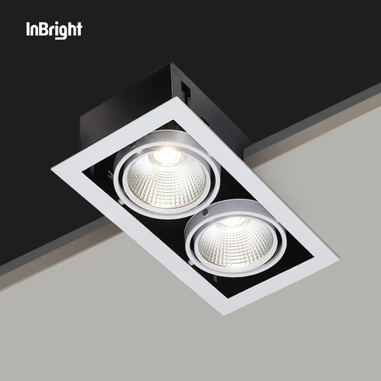 ceiling grille led spotlight 2x10w 2x20w 2x30w double head adjustable multiple spot light