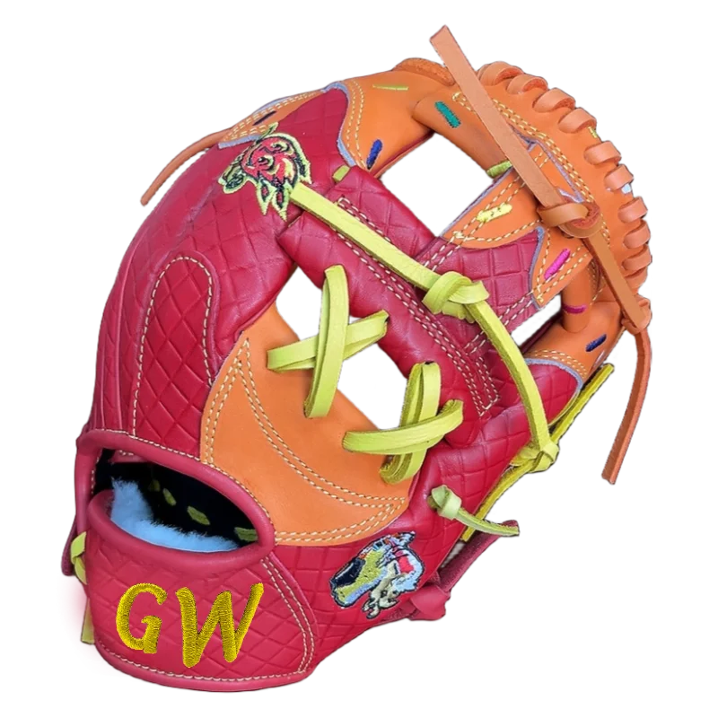 11.25 Inch Icecream Red and Orange Kip Leather Baseball Glove