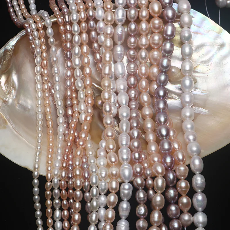 Wholesale natural freshwater rice shape pearl 3-9mm rice beads loose beads DIY jewelry bracelet necklace jewelry marking