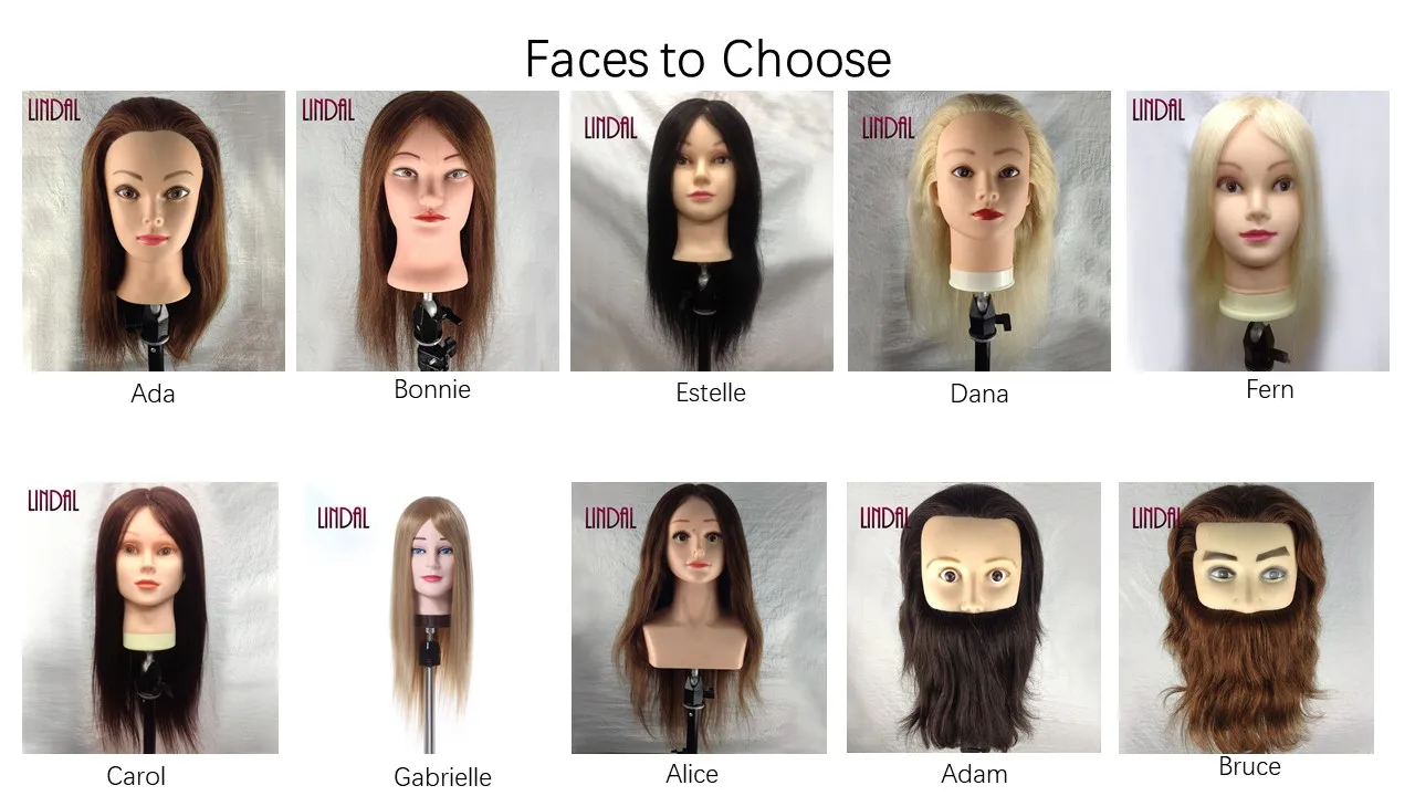 LINDAL female with stand afro real hair mannequin dummy doll high quality head with hair training hairdressing