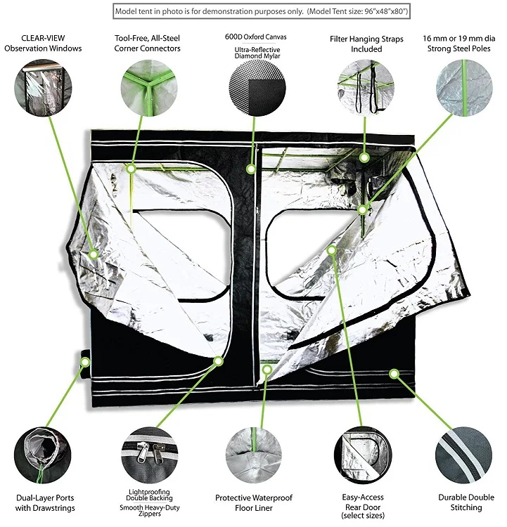 New Non-Toxic Material 210D/600D/1680D mylar hydroponic Grow Tent large grow tent