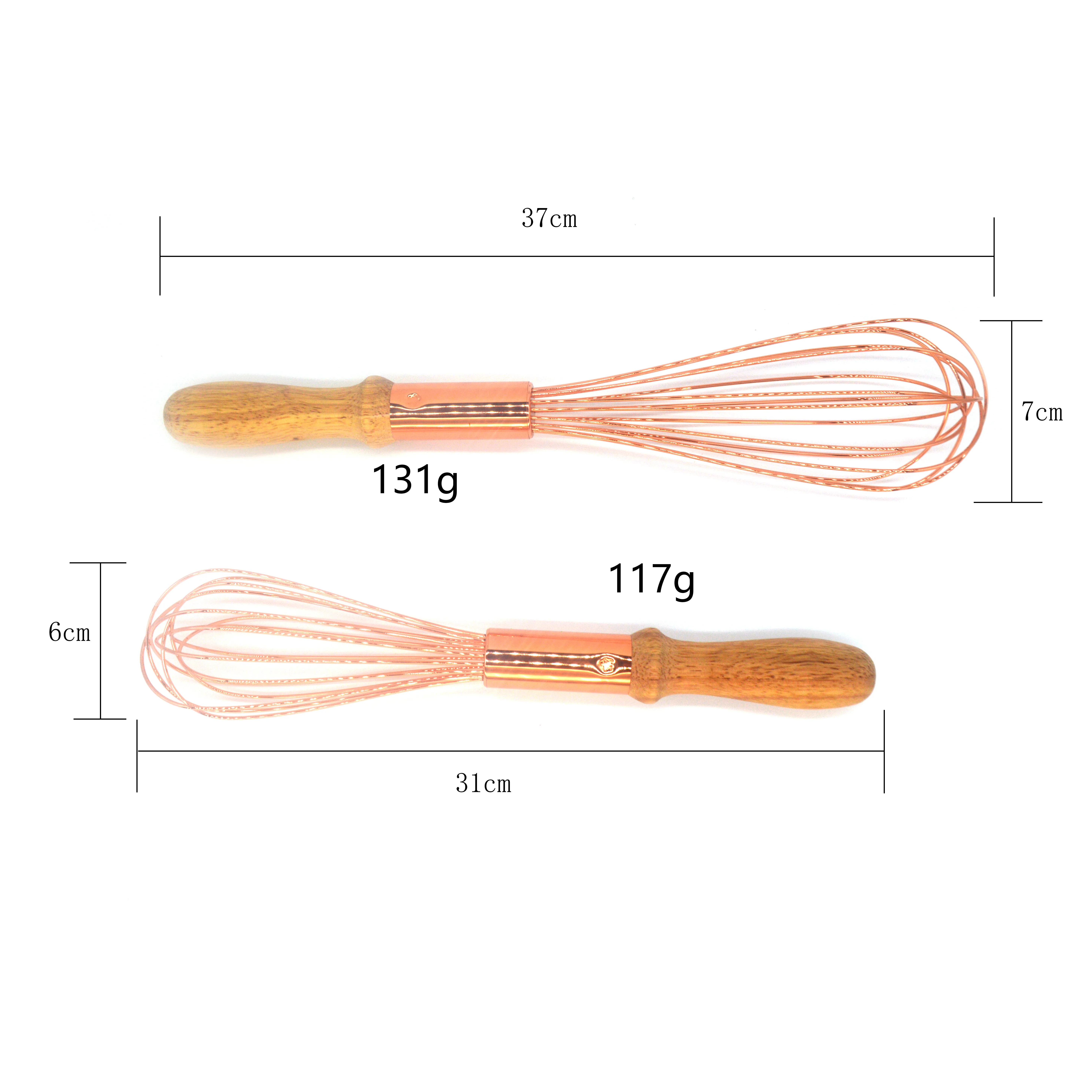 high quality Multifunctional Household 430 stainless steel wooden handle gilded egg whisk set