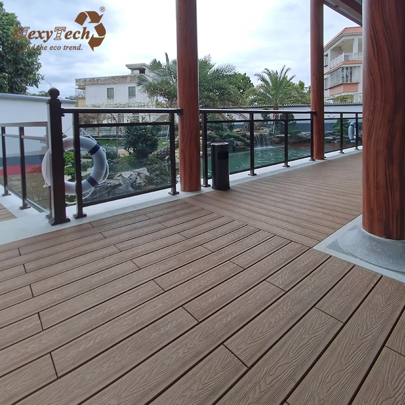 MexyTech WPC 3D embossed deck prices Guangdong factory wood plastic composite decking deep grain  garden flooring