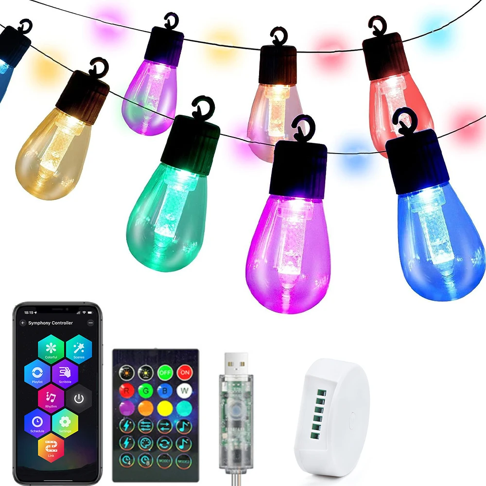 Rgb открытый занавес многоцветный S14 струны светодиодные фонари водонепроницаемый Usb Освещение