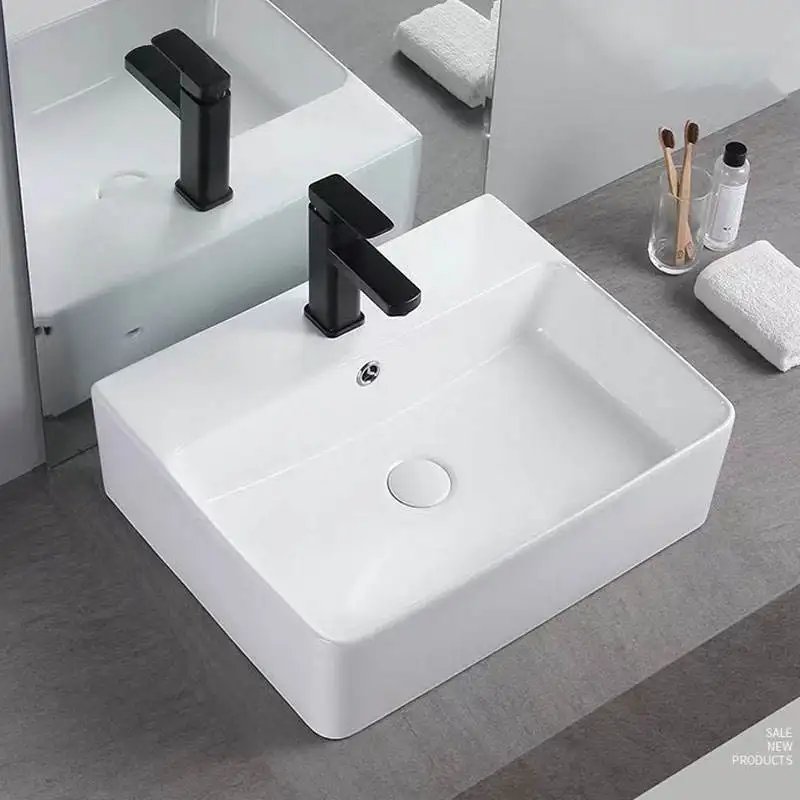 Hot Sales Lavabo Ceramic Art Hand Wash Basins Hotel Rectangular Vanity Countertop Sinks For Bathroom