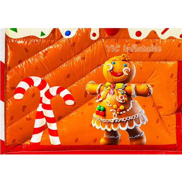 New Design Commercial Inflatable Candy Combo Bouncy House Multi-Play Gingerbread Cake Bouncy Castle with Slide for Sale