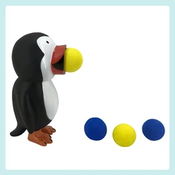 Cute Penguins Soft Rubber Popper Toy Fidget Sensorial Stress Relief Toys with 3pcs Foam Balls Shooting Squeeze Stress Relief Toy