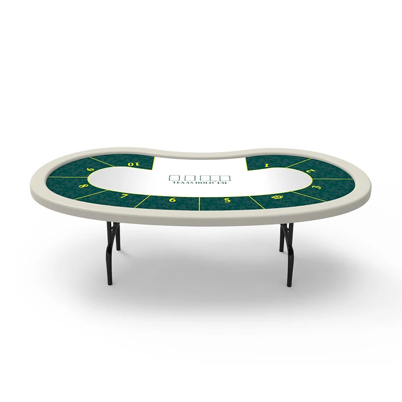 YH Fashion 10 Persons Bean Shape Folding Poker Table Top For Casino Poker Game