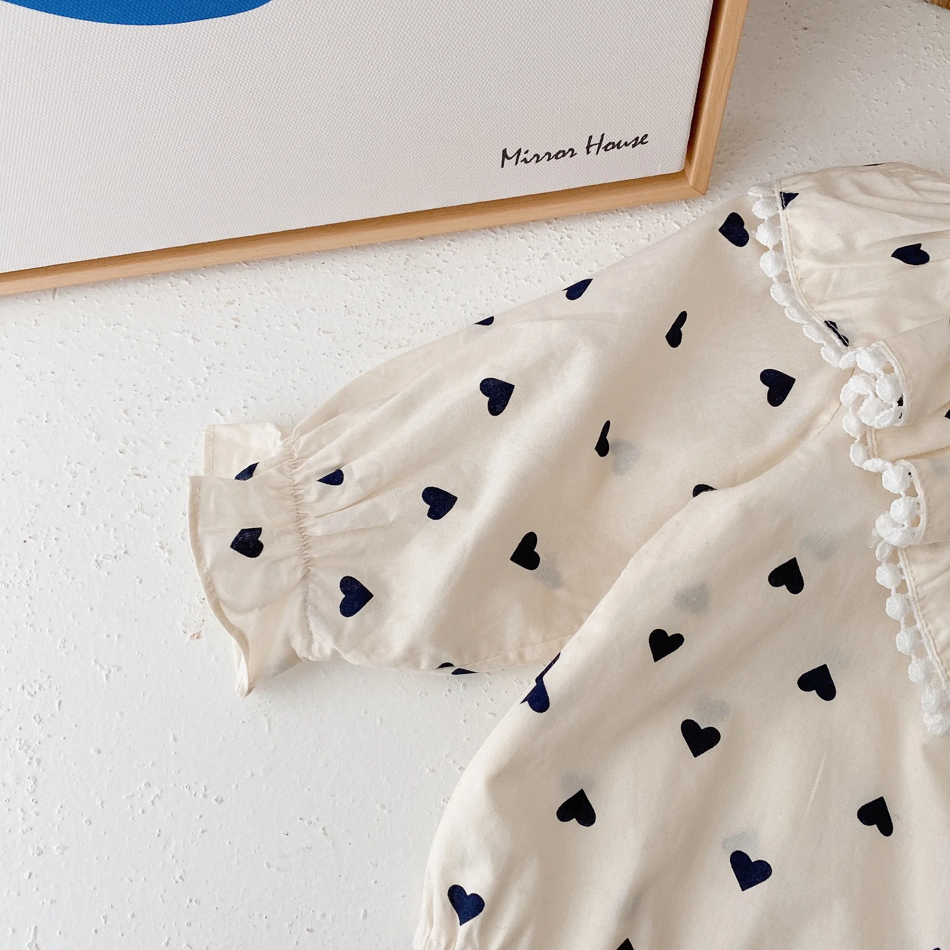 Wholesale Print Ali X Press Depuy S-rom Infant Baby Clothes Polka Dot Girl Jumpsuit Ruffle Rompers Long Sleeve Cotton Bodysuit