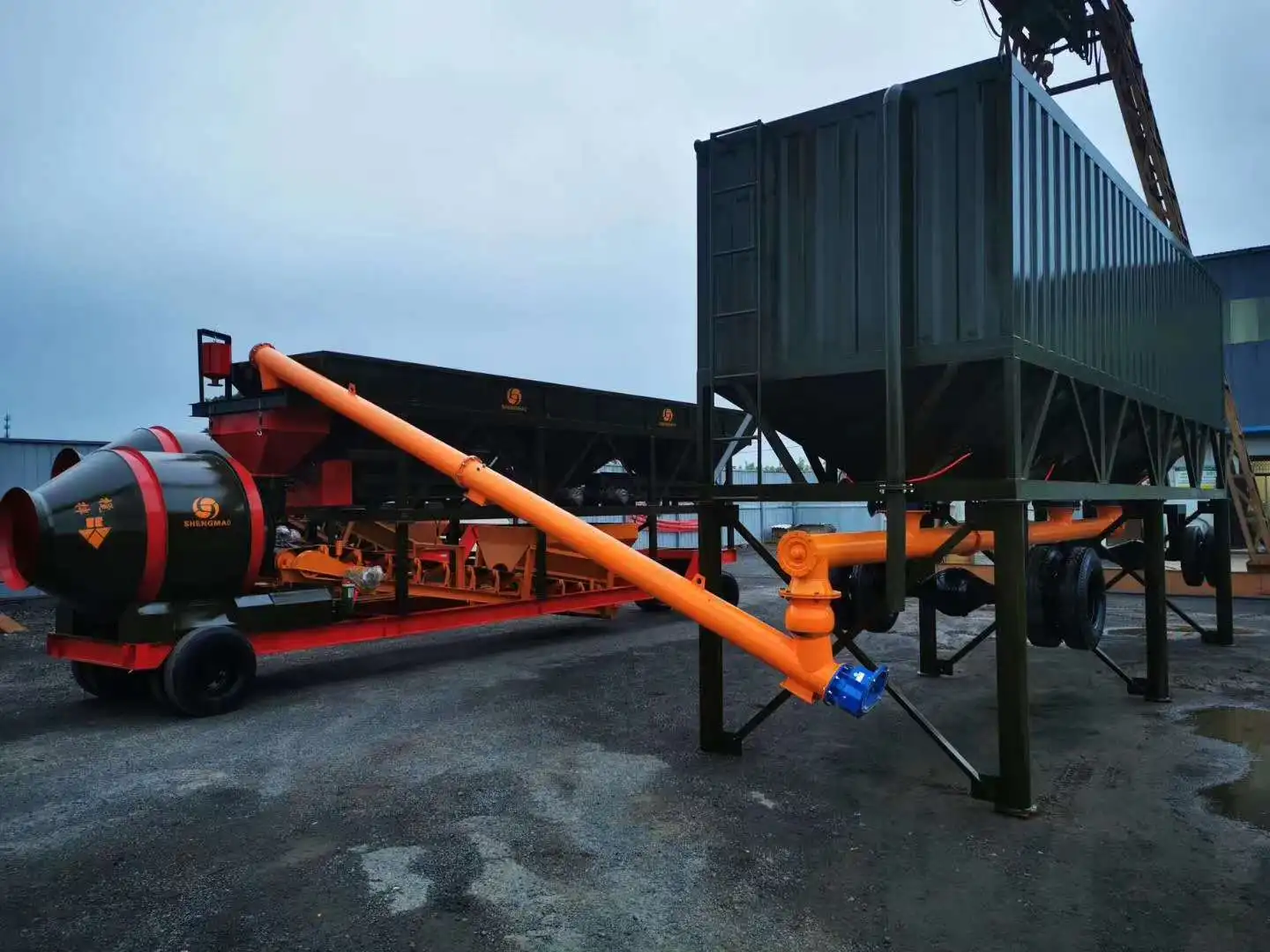 Mobile Concrete Mixing Plant YHZS50 productivity for 50 m3/h Dru m batching plant for building work