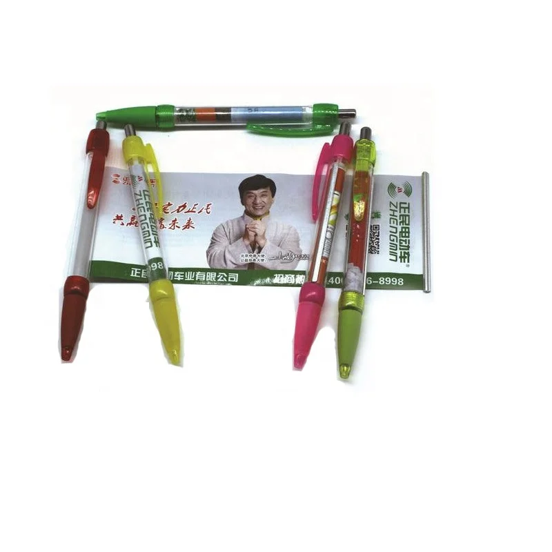 China factory custom make ball pen with pull out paper cheap plastic promotional ballpoint pen with print paper