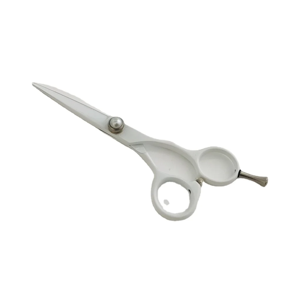 AK34W 5.5 inch  white color titanium titan paint painting handle hair dressing cutting shears scissors set pearl jewels screw