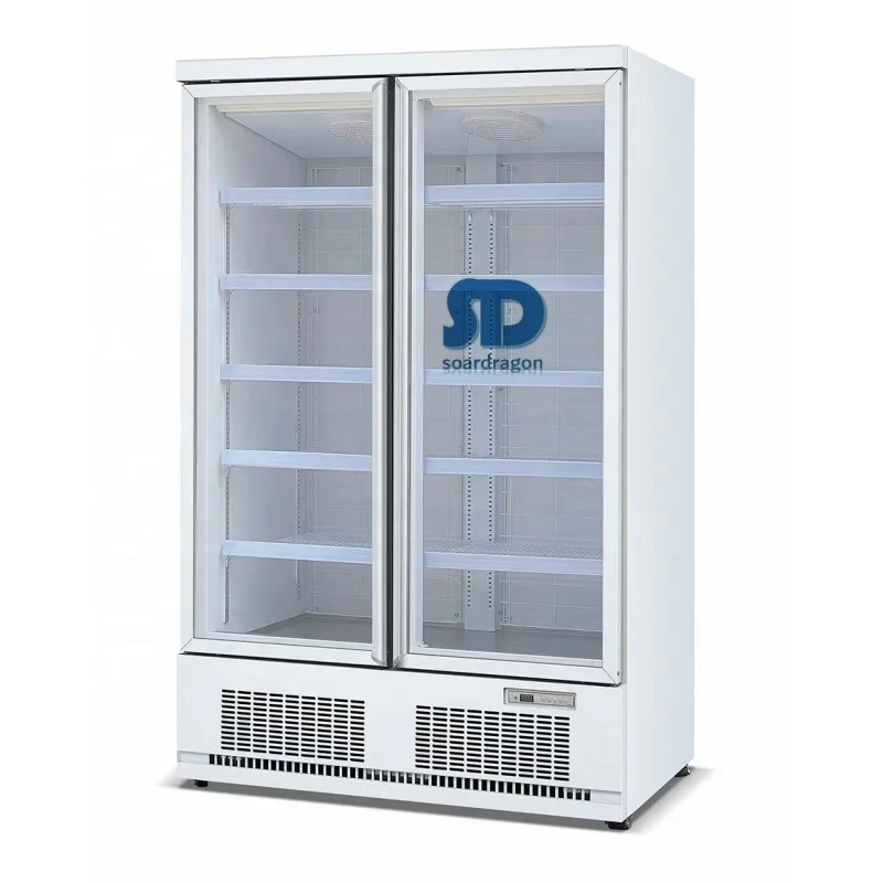 Soardragon 4 door supermarket refrigeration upright showcase vertical refrigerator with tempered refrigerator glass doors
