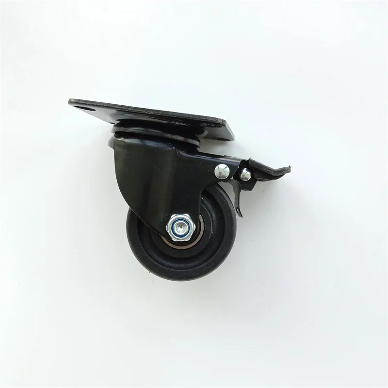 Black  Caster Wheels Fixed Caster 3 Inch Caster Wheel Rubber PU Material Wheel