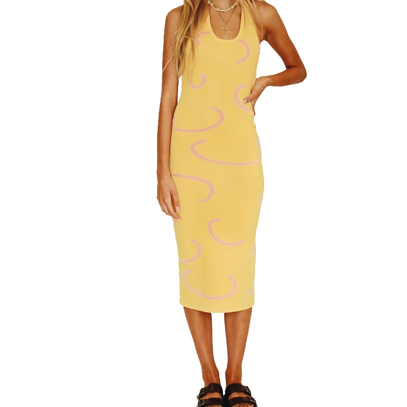 Wholesale YDL2467 Knitted dress hanging neck wool woven suspender long slim open back long skirt Maternity Skirt